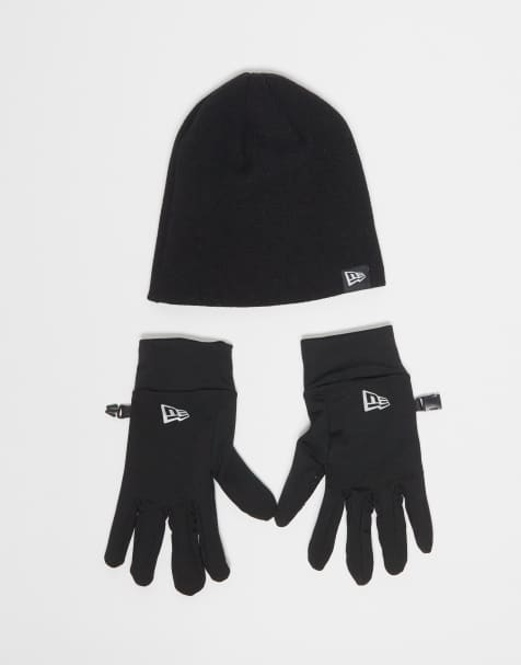 New Era - Sort strikket hue og e-touch-handsker med Flag-logo - view 1