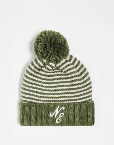 New Era – Strickmütze in Khaki gestreift mit Logo - view 1
