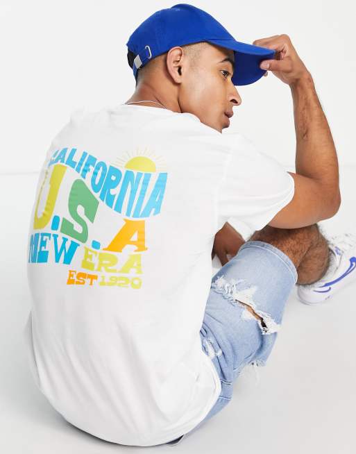 New Era summer vibes backprint t-shirt in white