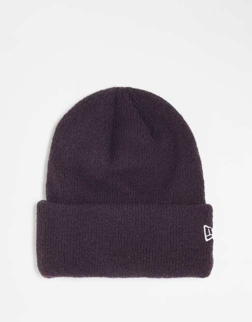 New Era - Superzachte beanie met logo en omslag in pruimenpaars 