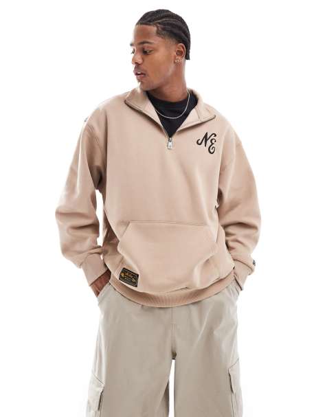 New Era - Sweat à col zippé et logo - Beige - view 1