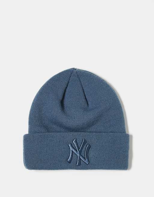 New Era – Szara akrylowa czapka beanie z podwiniętym brzegiem z motywem NY Yankees