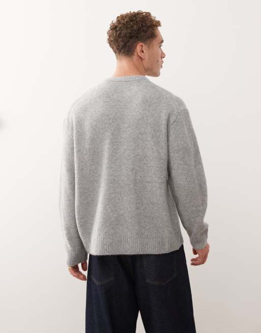 New Era – Szary dzianinowy sweter oversize, 3 z 5