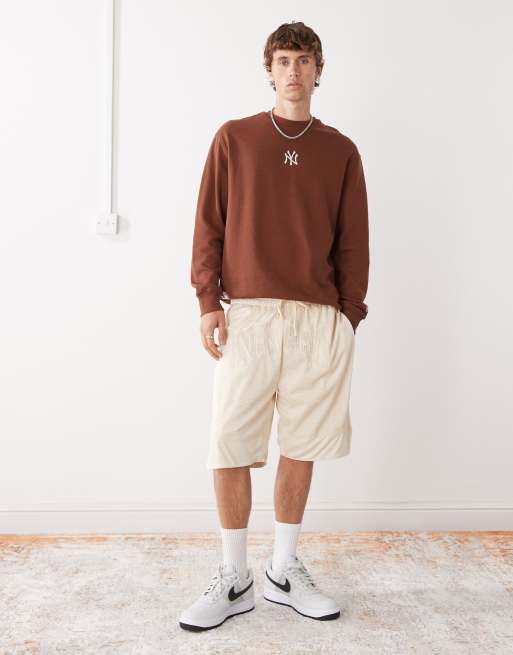 New Era – Szorty oversize z dżersejowej siateczki w kolorze ecru, 2 z 5
