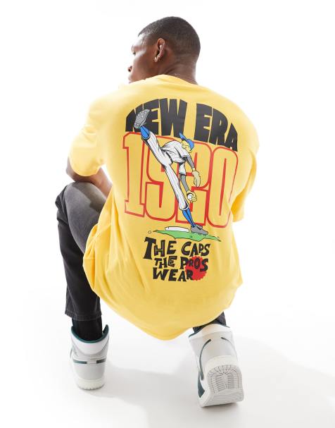 New Era - T-shirt à motif baseball au dos - Jaune - view 1