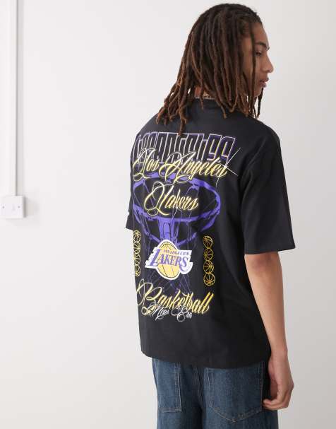New Era - T-shirt met grafische LA Lakers-print op de rug in zwart - view 1