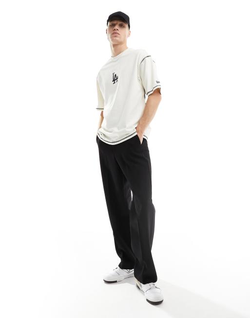 New Era - T-shirt met LA-logo en contrasterende stiksels in gebroken wit, 4 van 4