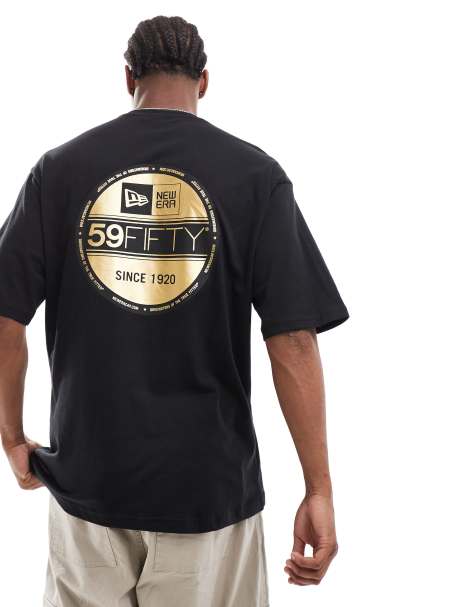 New Era - T-shirt nera con grafica laminata effetto sticker sul retro - view 1