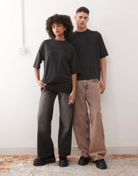 New Era - T-Shirt oversize con logo applicato nero slavato - view 1