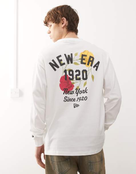 New Era - Top a maniche lunghe bianco con motivo a fiori sul retro - view 1