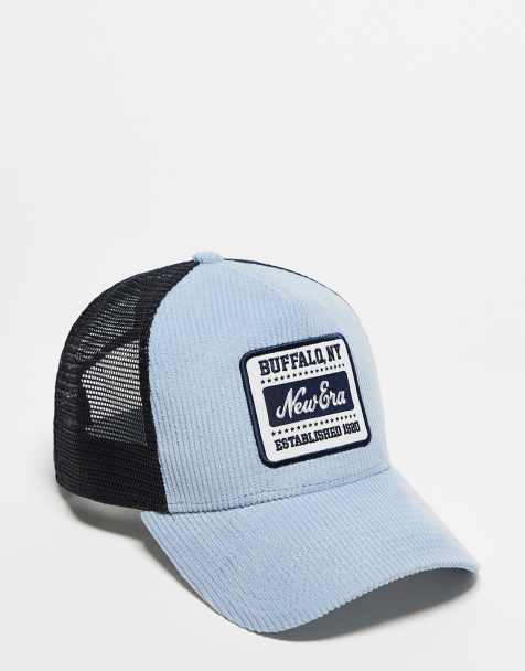 New Era - Truckerpet van corduroy met vintage logopatch in lichtblauw multi - view 1