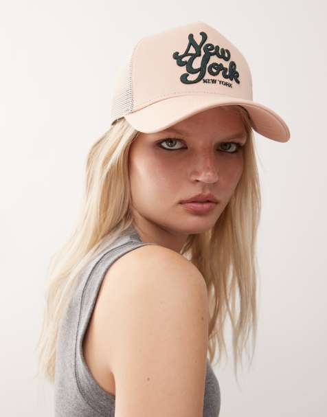 New Era - Truckerpet van katoen met New York-print in roze - view 1