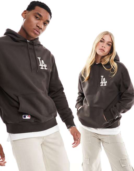 New Era - Uniseks hoodie met LA Dodgers-print in bruin