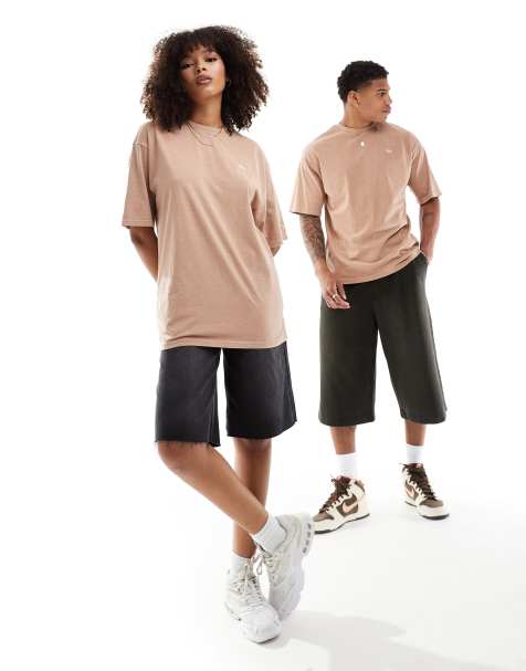 New Era - Uniseks T-shirt in bruin met wassing - view 1