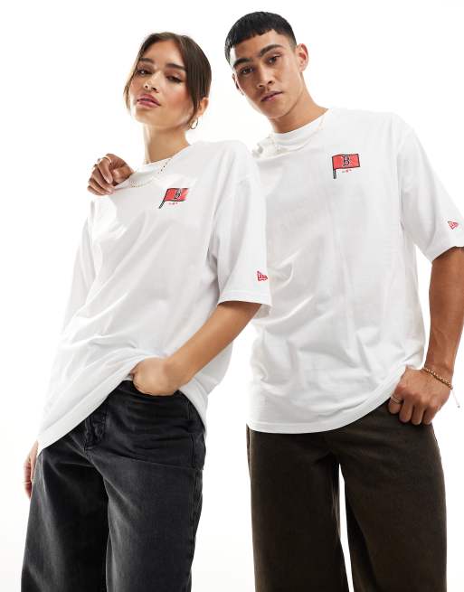New Era - Uniseks T-shirt met grafische hamburgerprint in wit, 4 van 4