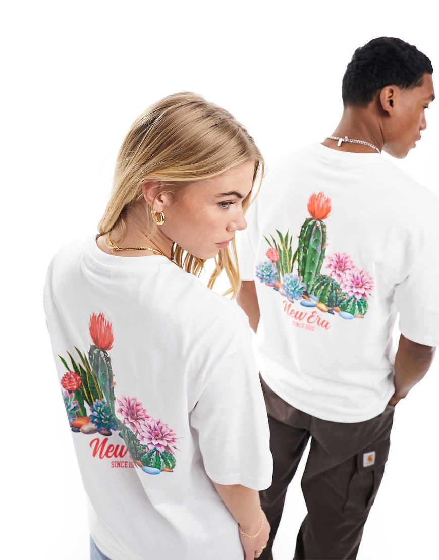 New Era unisex cactus graphic t-shirt in white