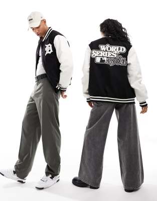 New Era unisex Detroit varsity jacket in black