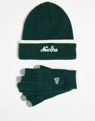 New Era unisex  hat and glove set in green