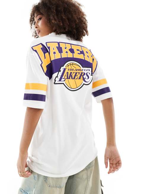 New Era unisex LA Lakers arch graphic t-shirt in white, 4 of 4