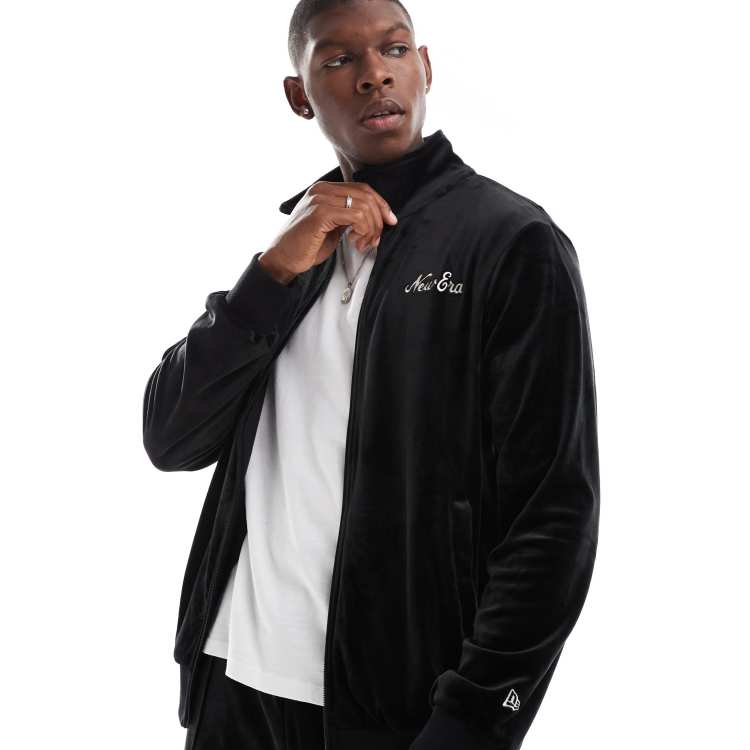New Era velour zip through track jacket co-ord in black | ASOS