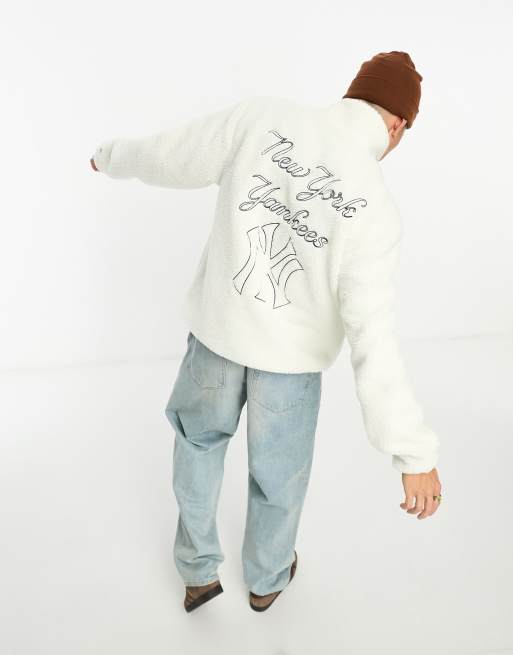 New Era - Veste sherpa à motif NY Yankees - Blanc cassé
