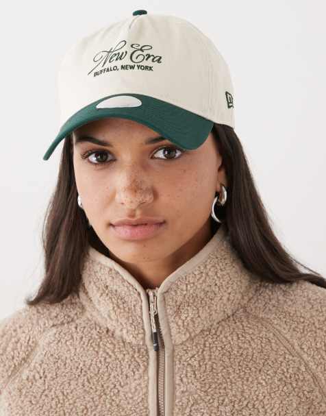 New Era – Womens 9twenty – Kappe aus gewaschener Baumwolle mit kontrastierendem Schirm in Beige/Grün - view 1