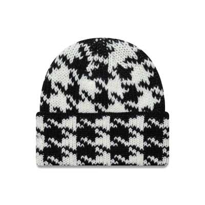 New Era New Era Womens chunky knit houndstooh beanie in black/white-Multi