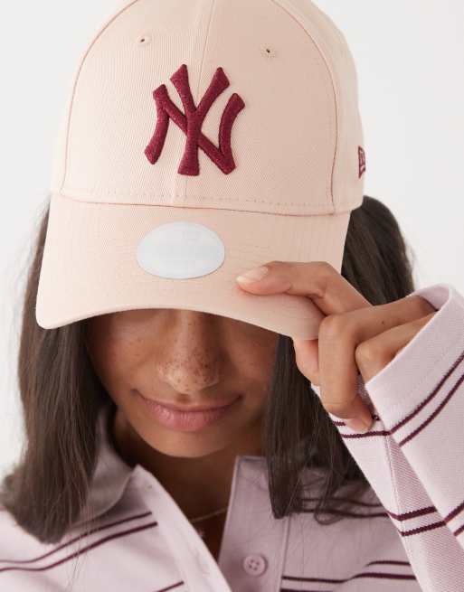 New Era Womens NY Yankees 9Forty metallic logo cap in pink ASOS