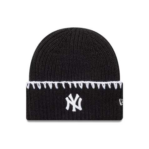 New Era Womens NY Yankees merino wool blend wide cuff beanie in black - view 1