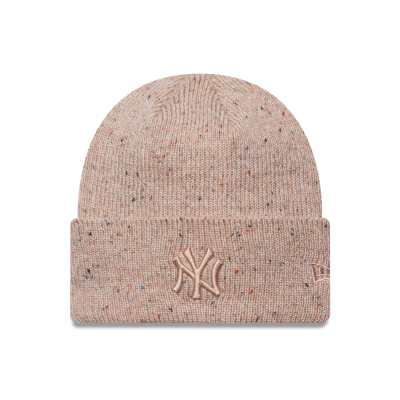 New Era New Era Womens NY Yankees metallic knit wide cuff beanie in pink