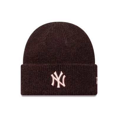 New Era New Era Womens NY Yankees wool blend wide cuff beanie in burgundy-Red