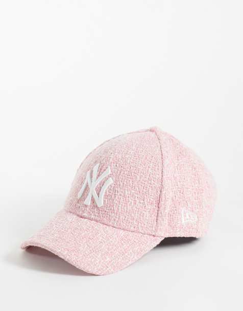 New Era x ASOS exclusive 9forty NY Yankees tweed cap in pink/white - view 1