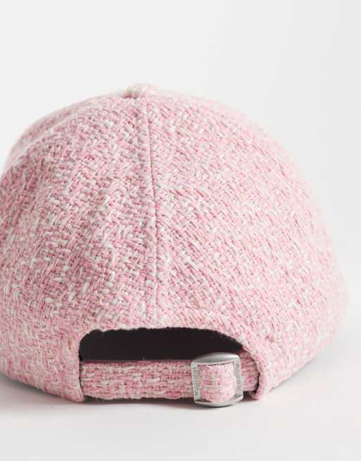 New Era X ASOS exclusive 9forty NY Yankees tweed cap in pink/white, 3 of 3