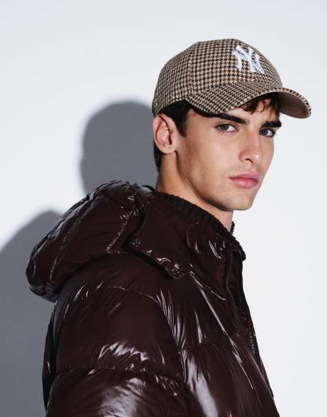 New Era X ASOS exclusive NY Yankees 9forty herringbone check cap in brown multi - view 1