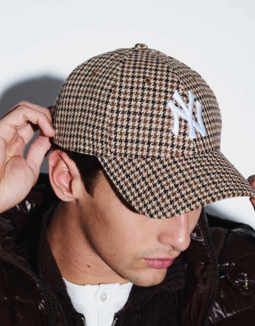 New Era X ASOS exclusive NY Yankees 9forty herringbone check cap in brown multi, 2 of 4