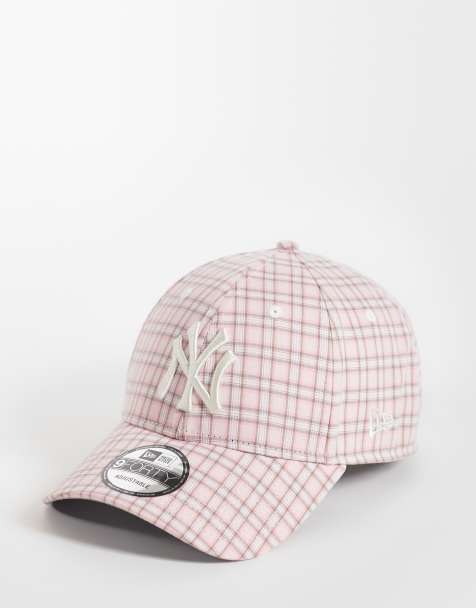 New Era X ASOS exclusive NY Yankees 9forty micro check cap in pink/white - view 1