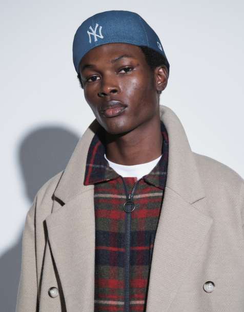 New Era X ASOS exklusiv NY Yankees-logga denim flat cap i mellanblå tvätt - view 1