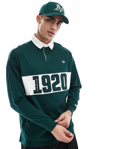 New Era – Zielony top rugby oversize z nadrukiem - view 1