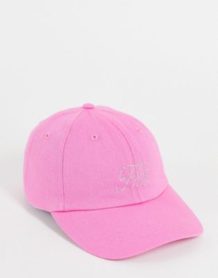 New Girl Order cap in pink with hot rhinestone spellout
