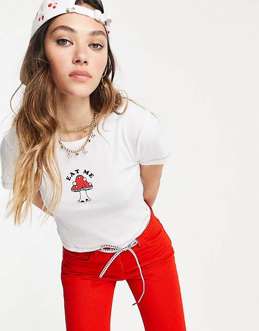Women New Girl Order cropped t-shirt with eat me graphic 