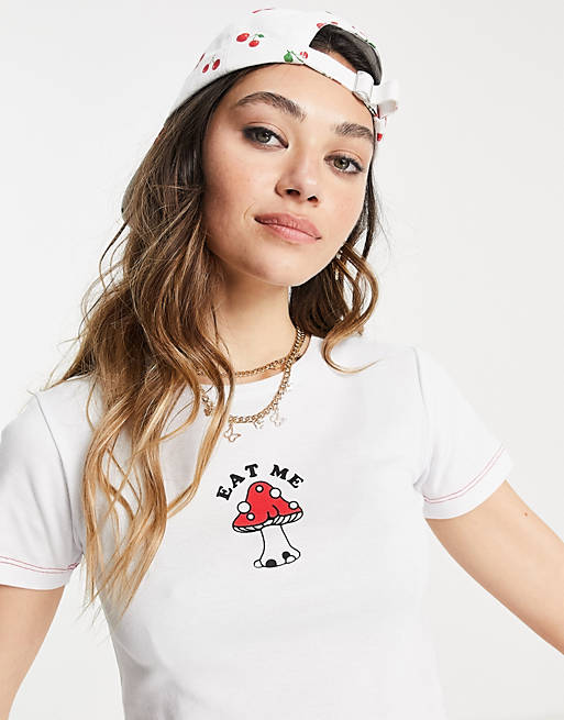 Women New Girl Order cropped t-shirt with eat me graphic 
