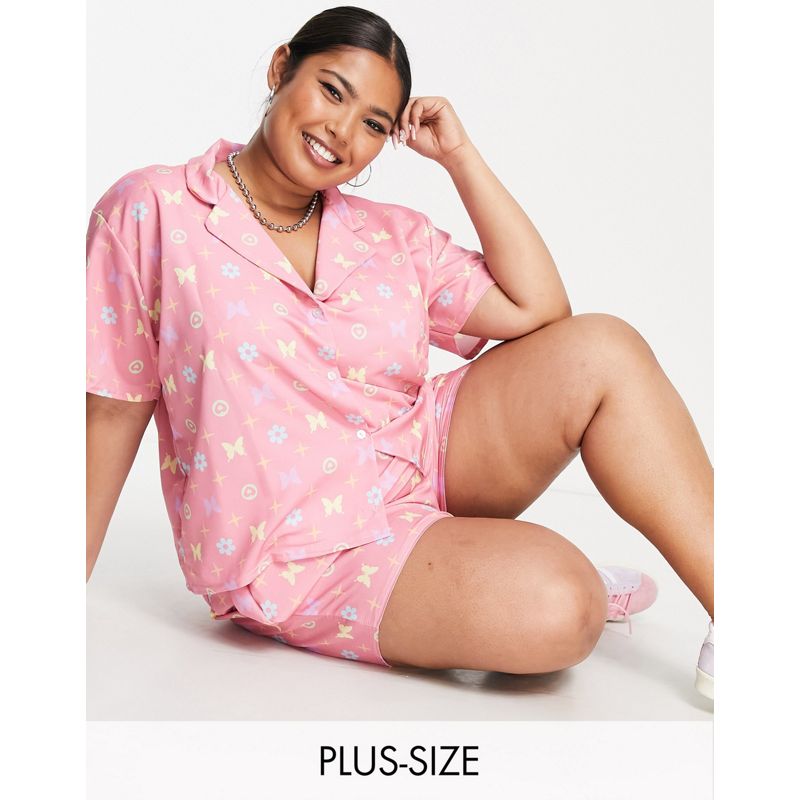 Donna IsCp8 New Girl Order Curve - Camicia squadrata oversize con stampa con monogramma in coordinato