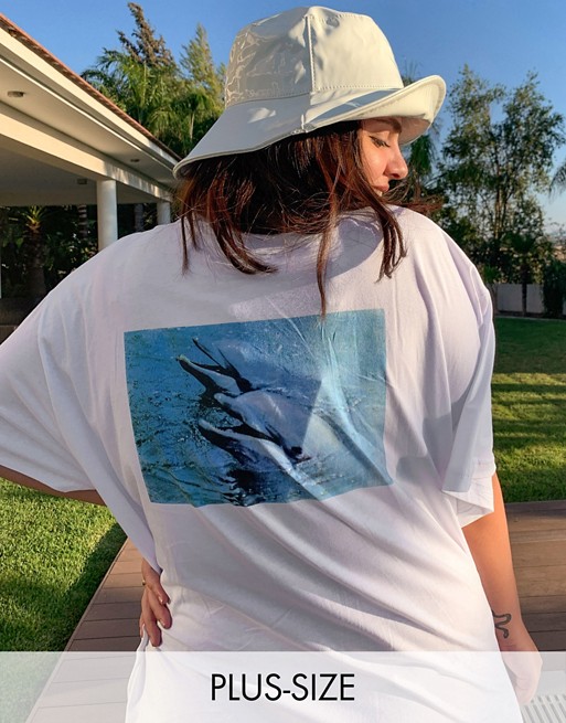 New Girl Order Curve dolphins back print t-shirt dress