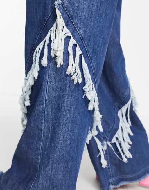 Bottom best sale fringe jeans