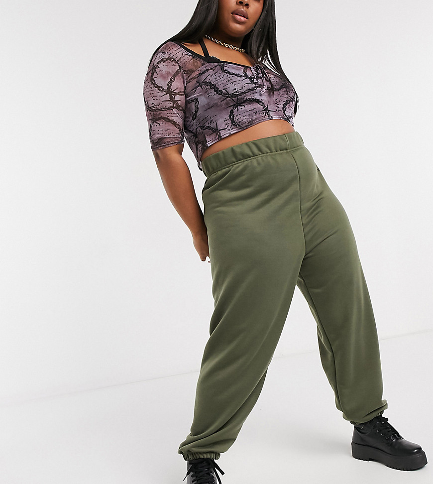 New Girl Order Curve high waisted sweatpants-Green