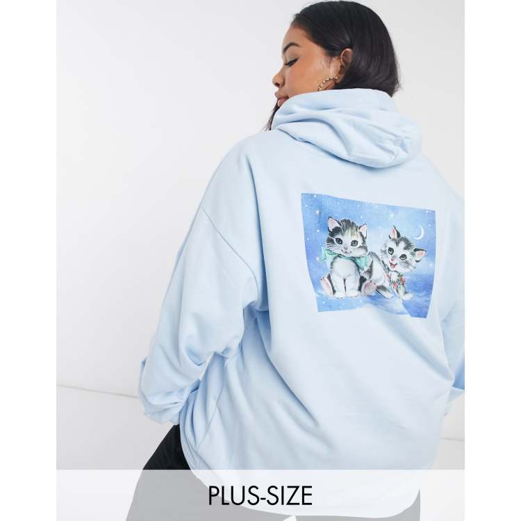New Girl Order Curve kittens back print hoodie ASOS
