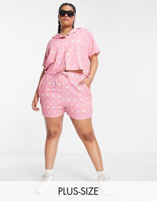 New Girl Order Curve oversized shorts with butterfly print in pink
