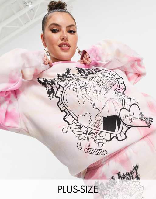 New Girl Order Curve oversized sweatshirt in tiedye with graphic co