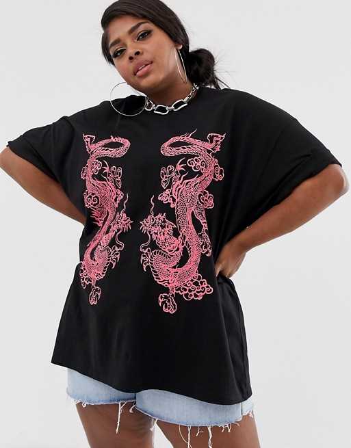 New Girl Order Curve oversized t-shirt with dragon graphic