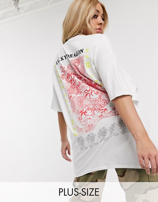 New Girl Order Curve oversized t-shirt with symbol graphic & dragon back print
